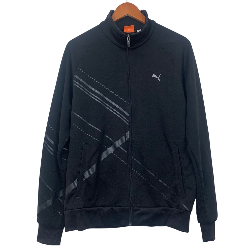 Puma Sportlifestyle Men's M Black Graphic Full Zip Track Jacket Athleisure‎
